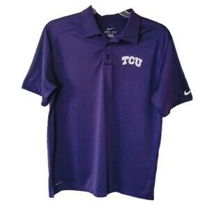 TCU Horned Frogs Nike Dri-Fit Polo Shirt Mens M Purple Short Sleeve Football
